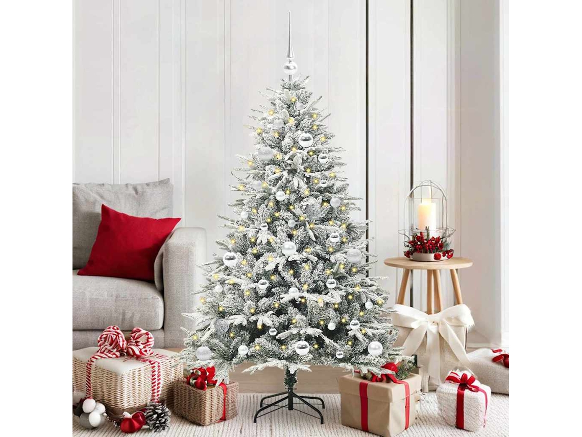 Vidaxl Árvore De Natal Artificial Pré-iluminada Com Conjunto De Bolas