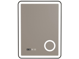 Espelho de parede com LED Espelho de casa de banho Pescara IP65 com vidro anti-embaciamento e de aumento alumínio 80 x 60 x 60 x 4 cm Preto PRO.TEC