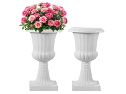 Vaso de plástico (2 peças, 40 x 67 cm), branco, para uso interno e externo.