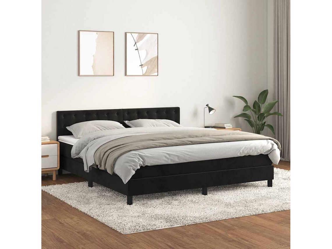 Vidaxl Cama Com Molas/colchão 180x200 Cm Veludo Preto