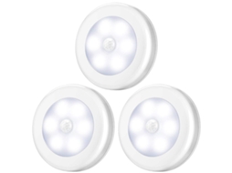 Kit Com 3 Unidades De Luz Led Para Escada Com Sensor De Movimento, Adesiva, Alimentação Por Bateria, Luz Branca Para Armário, Escada
