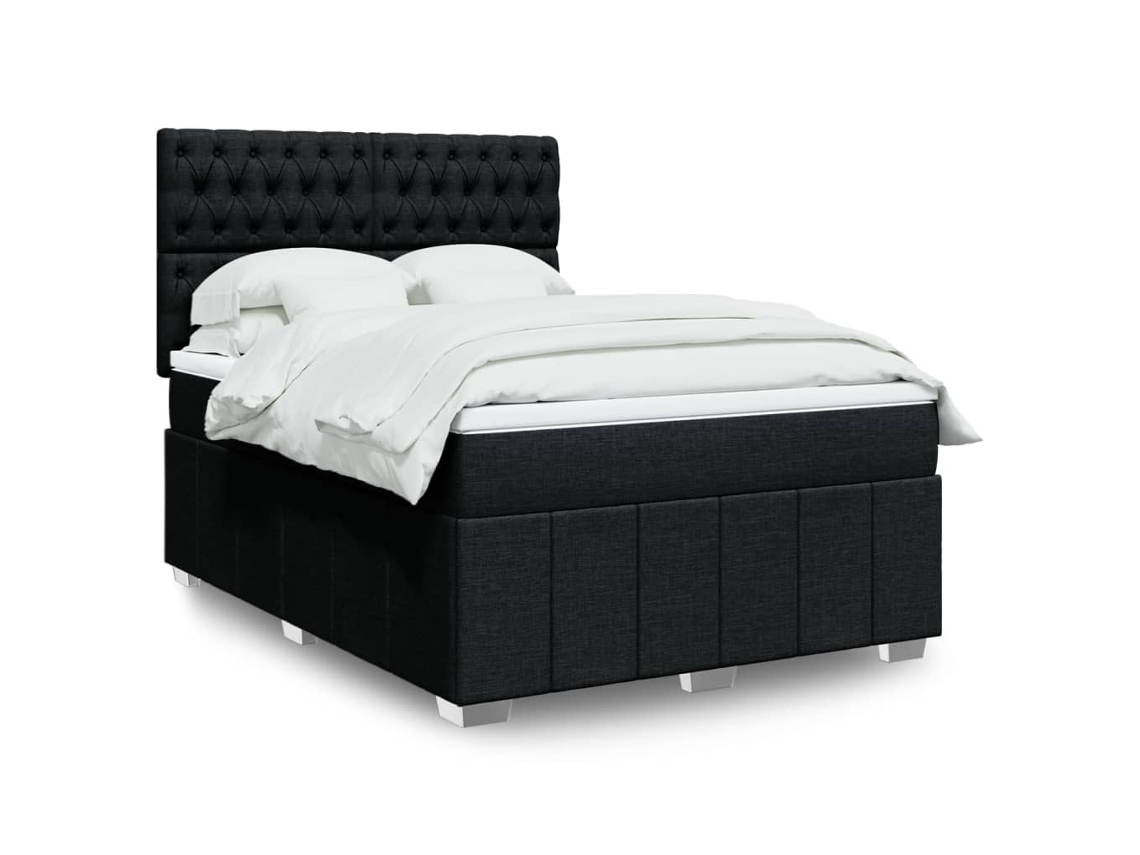 Vidaxl Cama Com Molas/colchão 160x200 Cm Tecido Preto