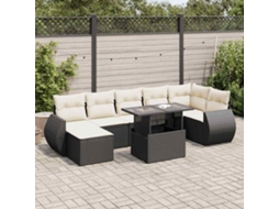 Vidaxl 8 Pcs Conjunto Sofás de Jardim com Almofadões Vime Pe Preto