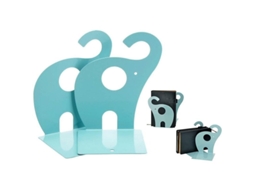 Adoráveis suportes para livros em formato de elefante, antiderrapantes, azuis, perfeitos para casa ou escritório, 1 par, 18 cm (7 polegadas)