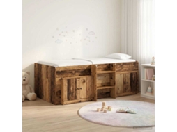 Vidaxl Cama Loft Com Armário Com Armazenamento 3 Unid. Madeira Antiga