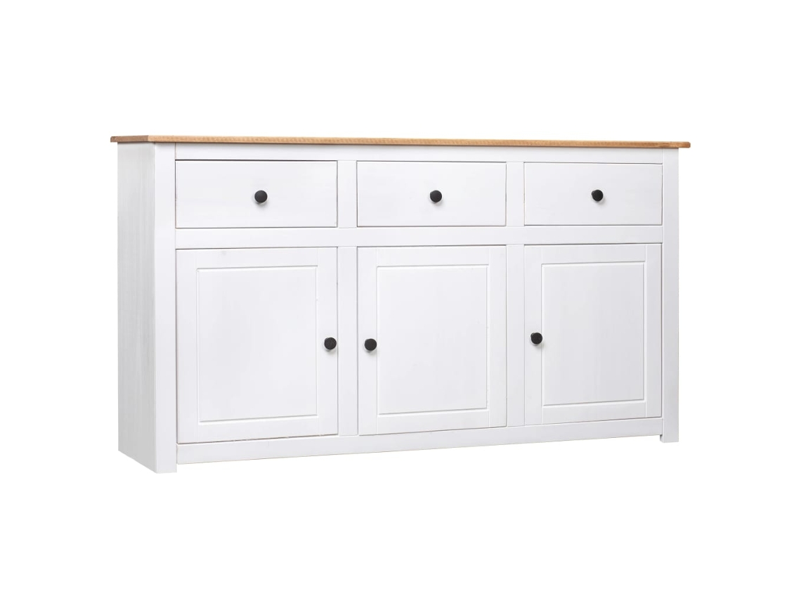 Vidaxl Aparador 135x40x80 Cm Pinho Maciço Panama Branco