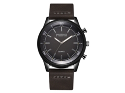 Reloj De Cuarzo Para Hombre Con Correa De Cuero Pu Estilo Casual Fashion Dial Grande Gris