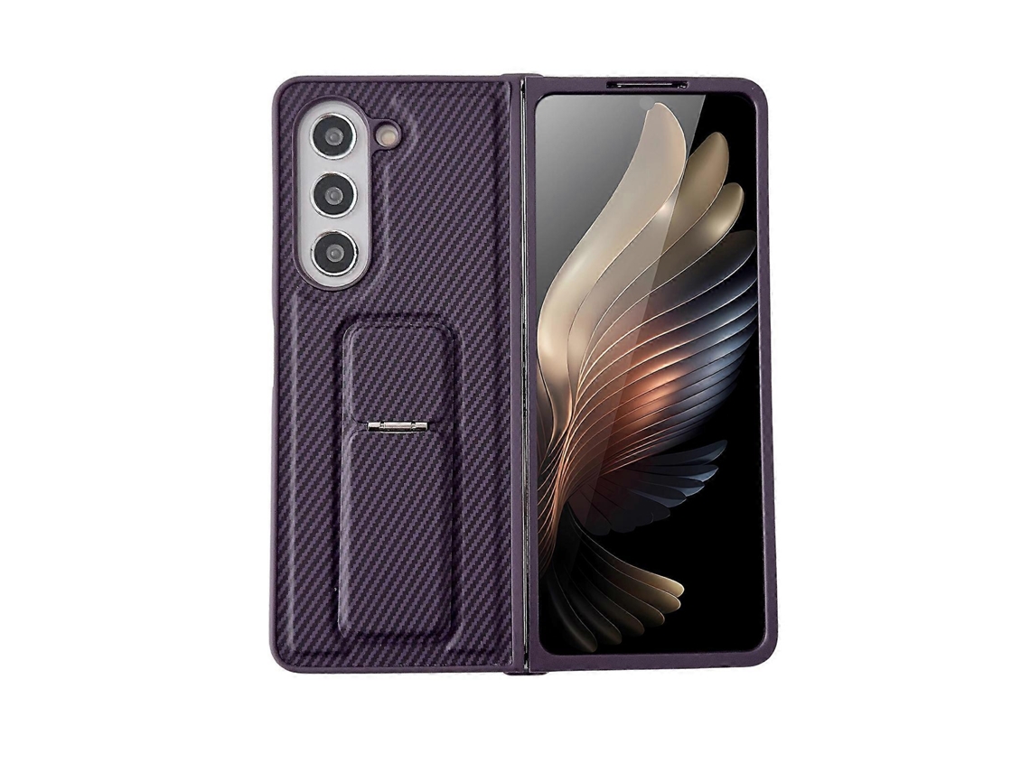 Capa De Celular Dobrável De Couro Com Fibra De Carbono E Suporte