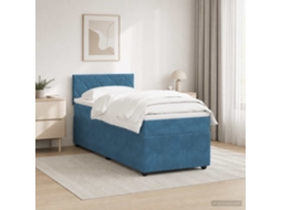 Vidaxl Cama Box Spring Com Colchão Azul 90 X 200 Cm Veludo