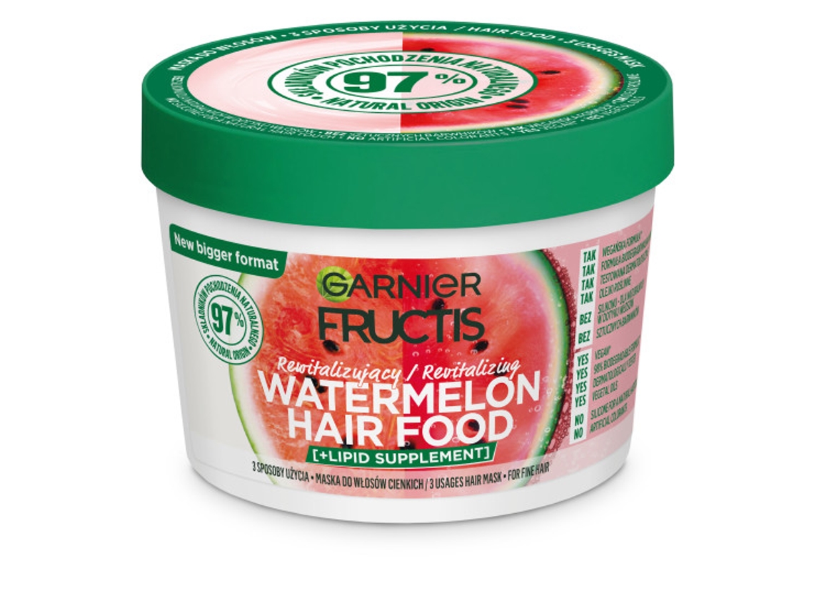 Máscara Condicionante Para Cabelos Garnier Fructis Watermelon Hair Food, 400ml