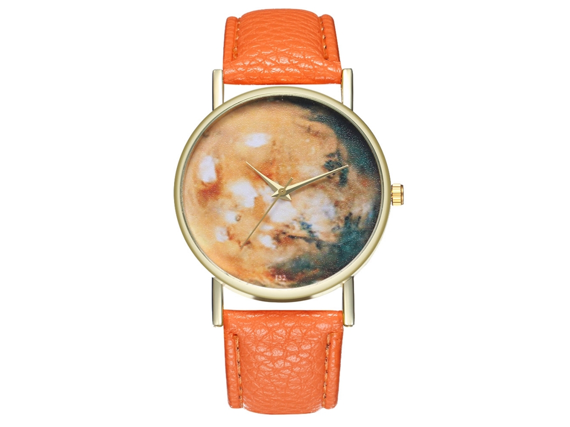 Relógio de Pulso Unissex com Cinto de Pu Fashion Quartzo Presente T32 a Laranja