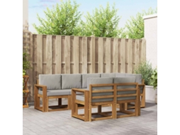 Vidaxl Conjunto De Sofás Para Exterior 7 Unid. Cinza Natural E Claro