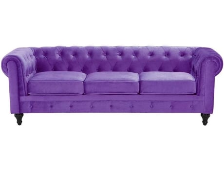 Sofá de 3 lugares em veludo violeta CHESTERFIELD