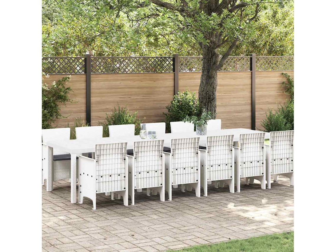 Vidaxl Conjunto De Jantar Para Jardim 13 Unid. Branco Rattan Polt