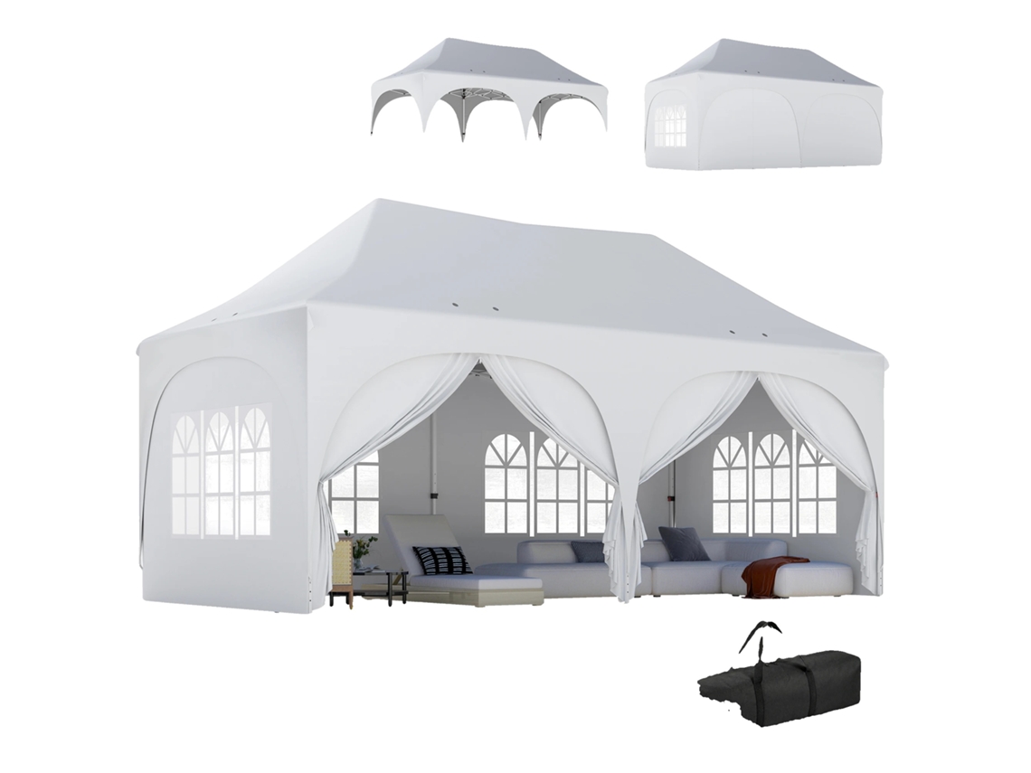 Gazebo, Design Pop-up, Altura Ajustável, Cinza Claro