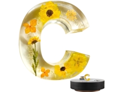 Luminária Noturna Floral Em Resina Seca De 15 Cm