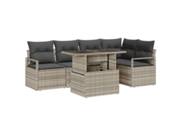 Conjunto 6 Conjunto De Sofá De Jardim Vidaxl Cinzento-claro Vime Pe (100 X 55 X 73 Cm)