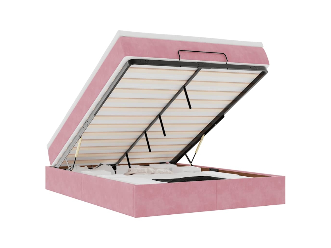 Ottoman Bed, Ottoman Beds Vidaxl Cor-de-rosa Veludo (140 X 190 Cm)