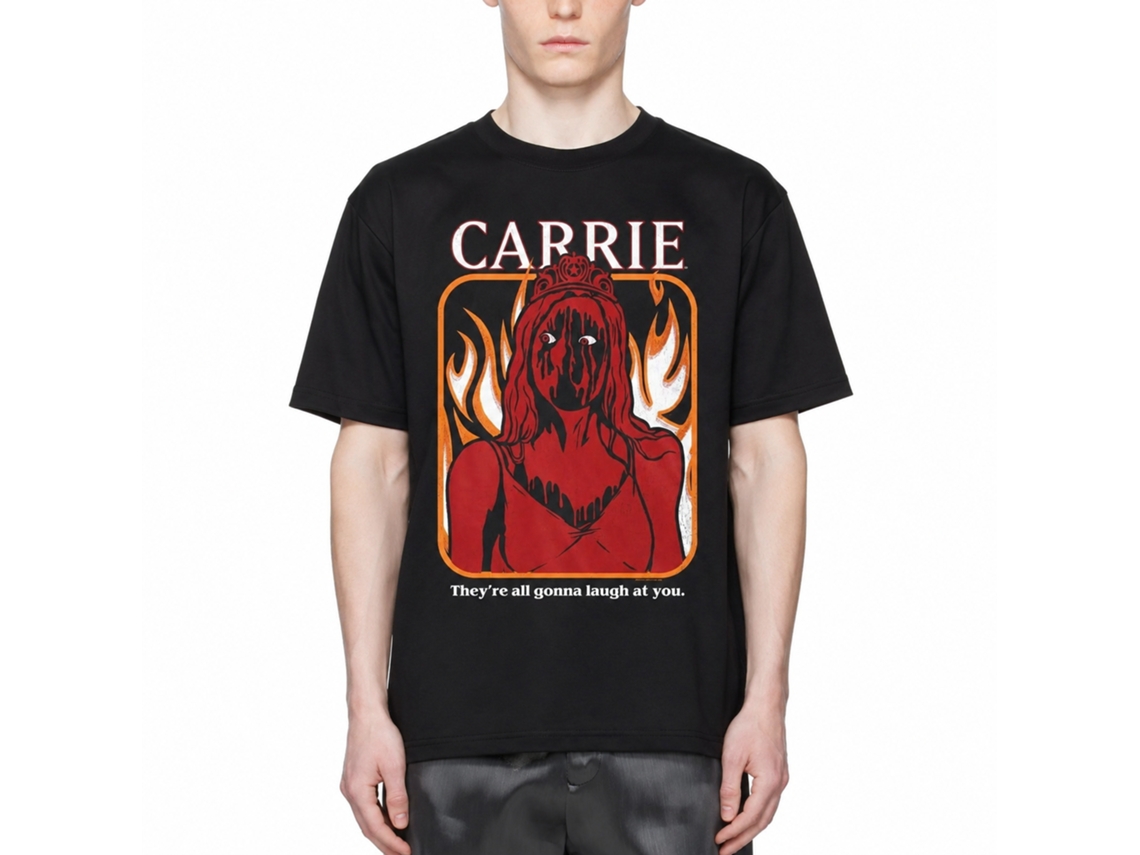Rockinstone Carrie Hahaha Black Adult T-shirt Size:xl