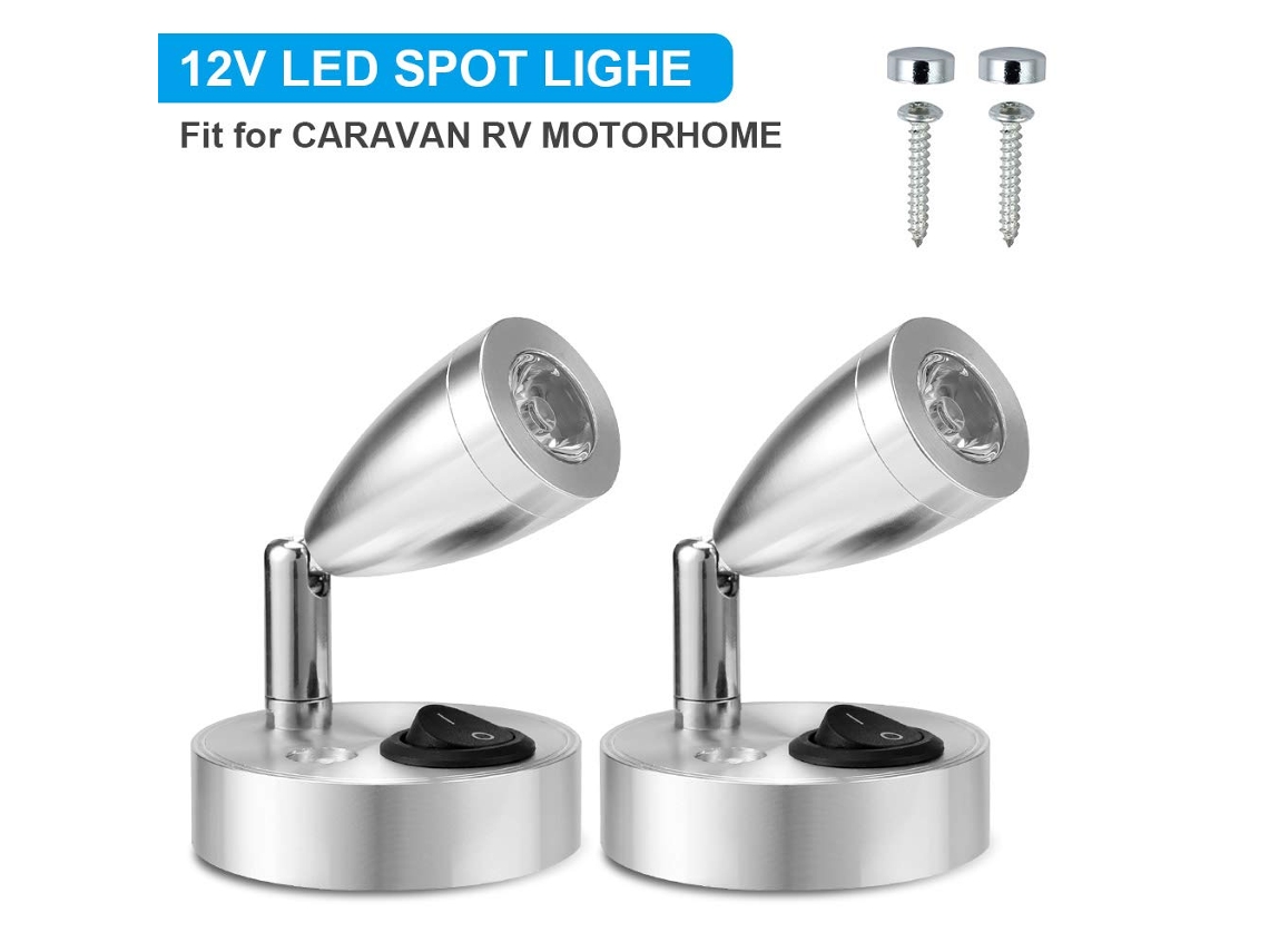 Lâmpada Led 12v Spot Leitura Ajustável Luz Quente Para Caravana Van Barco Interior Btforus (2 Unidades)