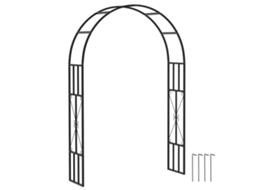 Arco de Jardim de Aço Arco de Rosas para Plantas Trepadeiras para Decoração Cerimonial150 X 40 X 223 Cm Preto Ge
