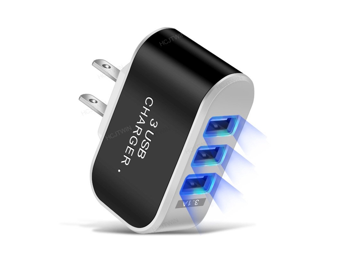 Carregador Usb Led Luminoso Carregamento Móvel Inteligente Multi Multicor
