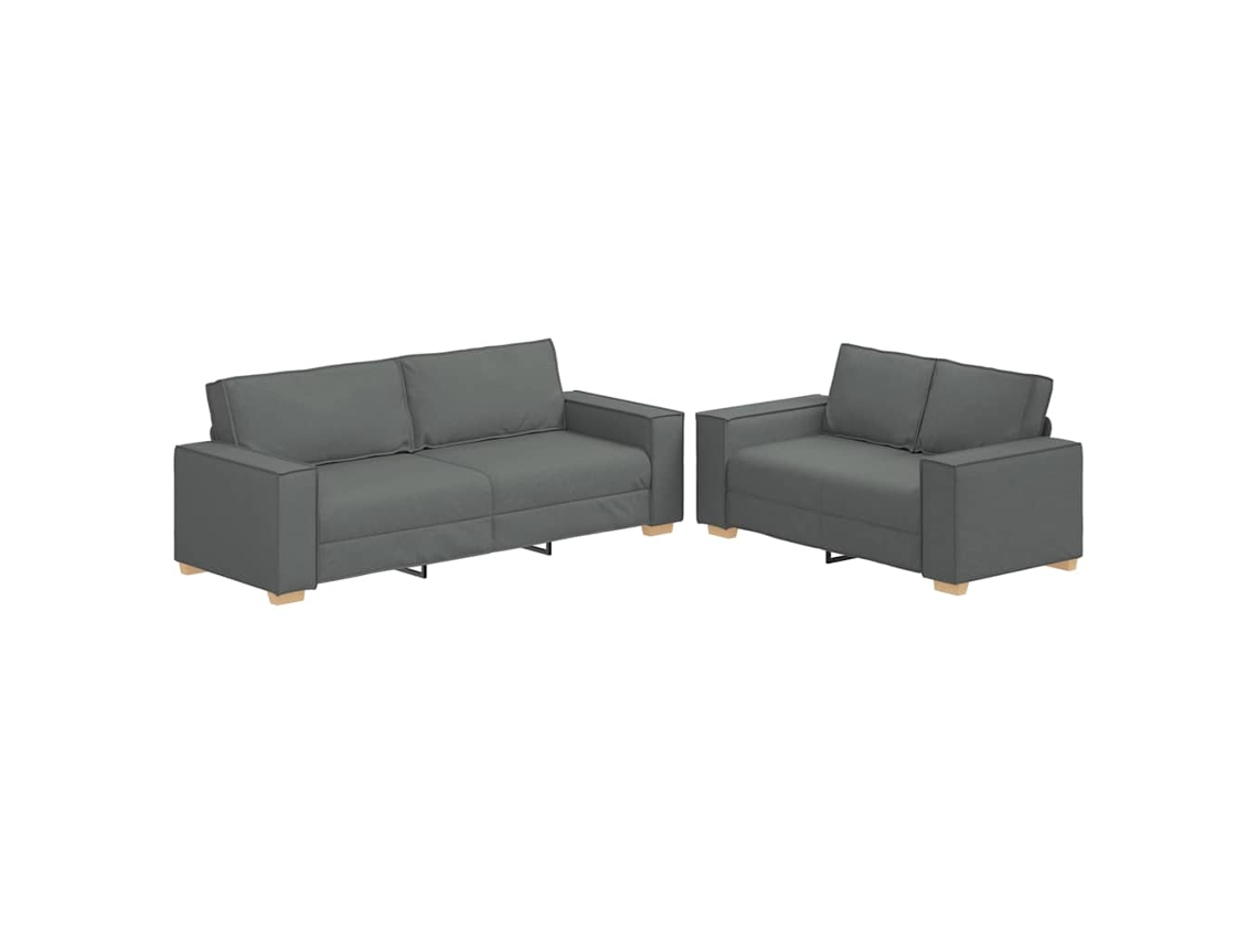Conjunto de Sofá 2 Peças com Almofadas em Tecido Cinza Escuro MAISON EXCLUSIVE