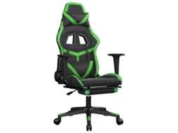 Cadeira gaming c/ apoio pés VIDAXL couro artificial preto e verde