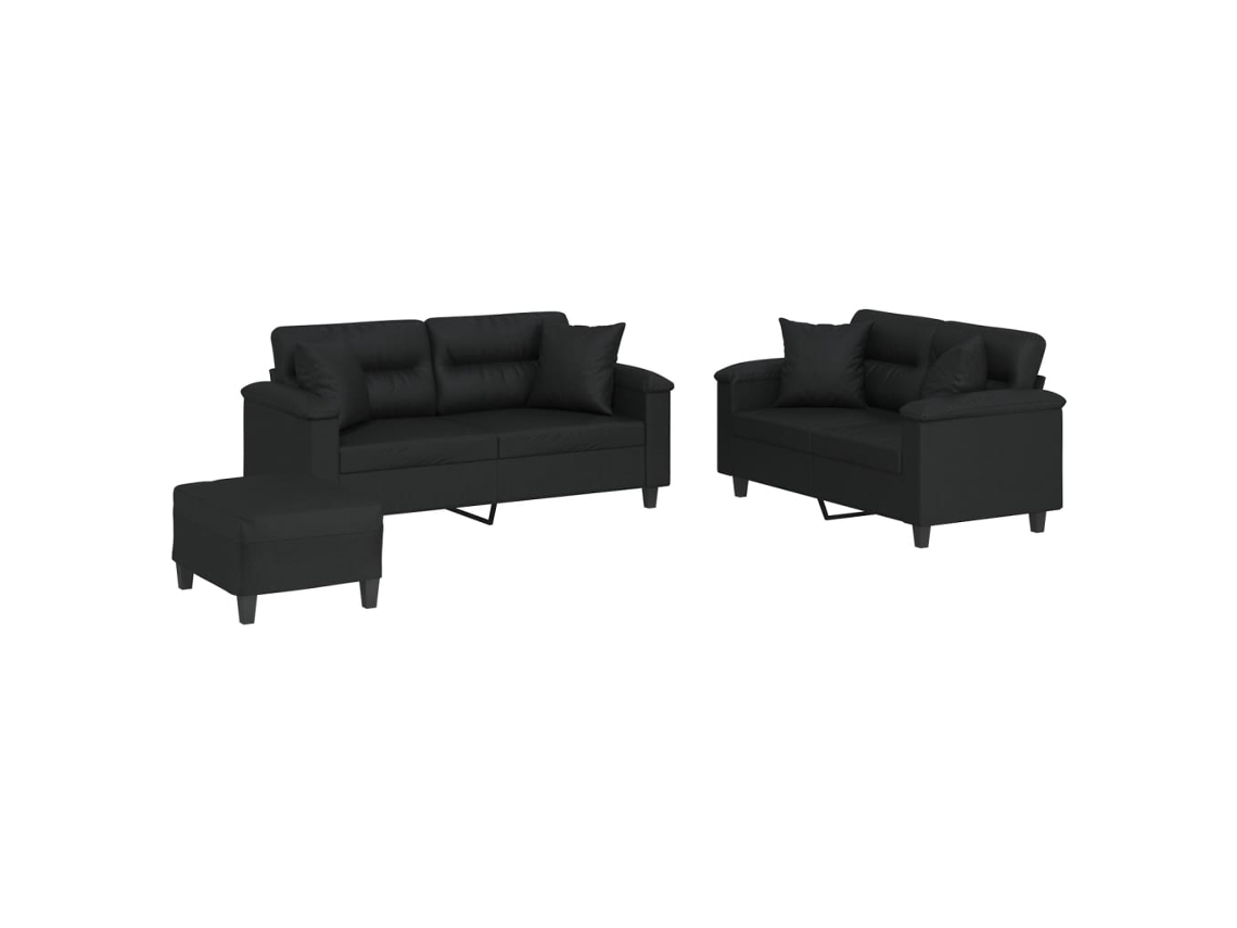 Conjunto De Sofás Vidaxl Preto Couro Sintético (170 X 77 X 80 Cm)
