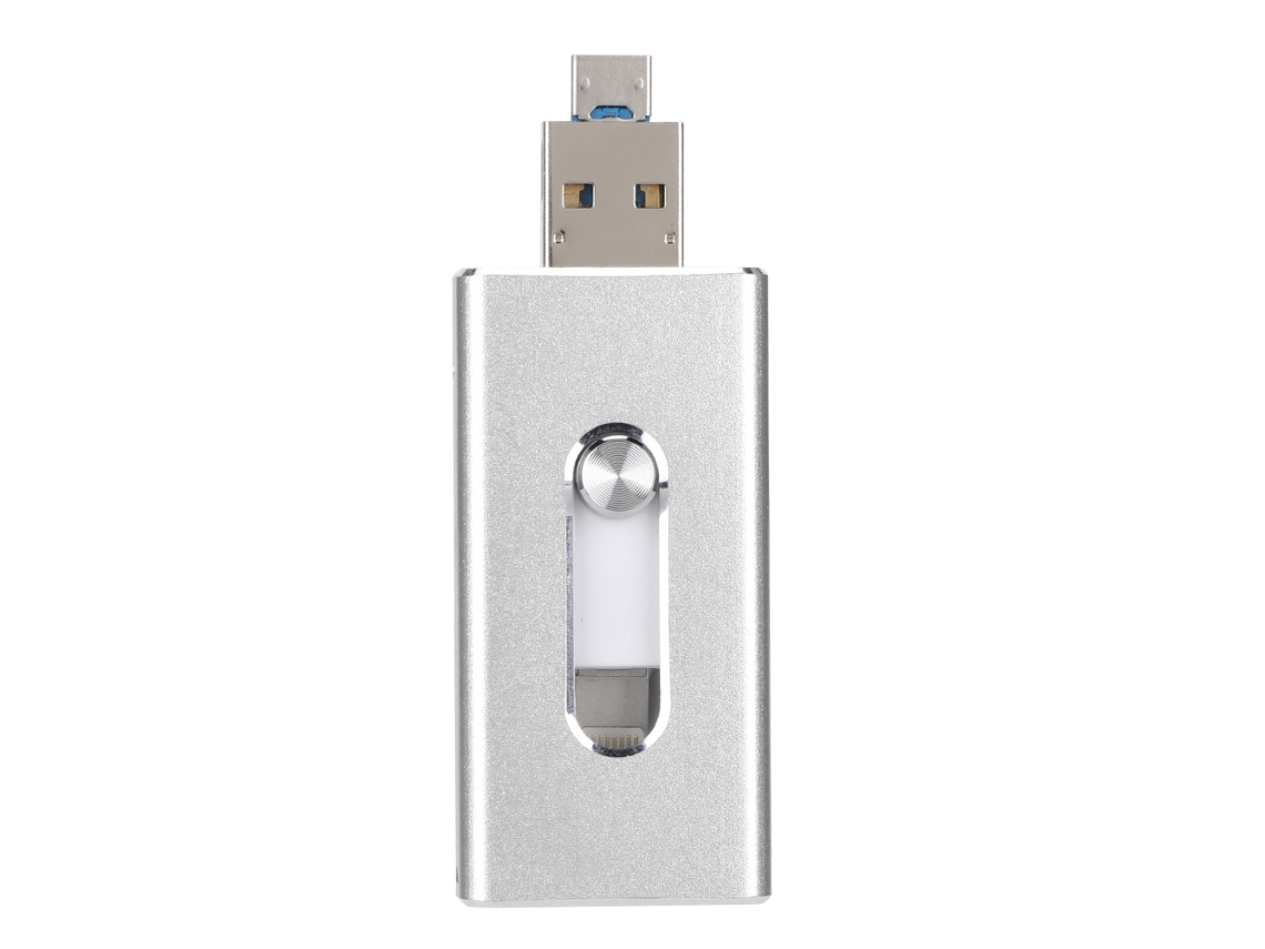 Pen Drive Usb 3.0 Portátil Multifuncional 3 Em 1 Compatível Com Ios E Android Prata