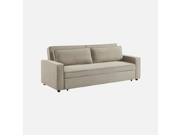 Sofá-cama Em Veludo Canelado, 3 Lugares, Bege