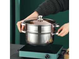 Panela A Vapor 2 Em 1 De Aço Inoxidável, Cesta De Vapor, Tampa De Vidro, Resistente E Durável