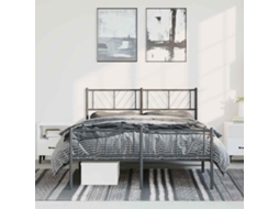 Vidaxl Estrutura De Cama Com Cabeceira E Pés 135x190 Cm Metal Preto