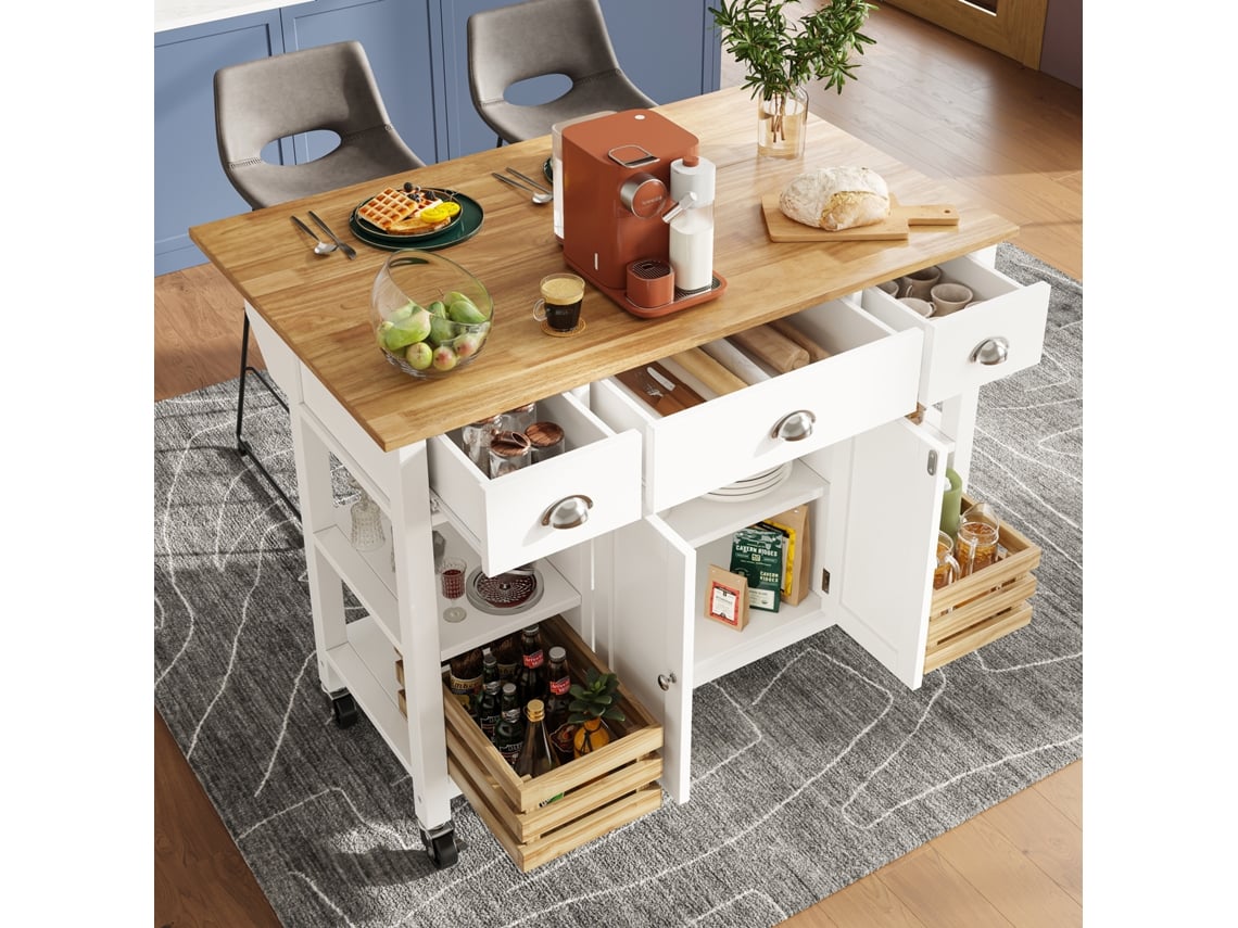 Ilha De Cozinha Moderna , Armario De Cocina, Armario De Comedor, Carrito De Comedor, Carrito De Comedor Com Veta De Madera Zkaka (120×45×90 Cm)