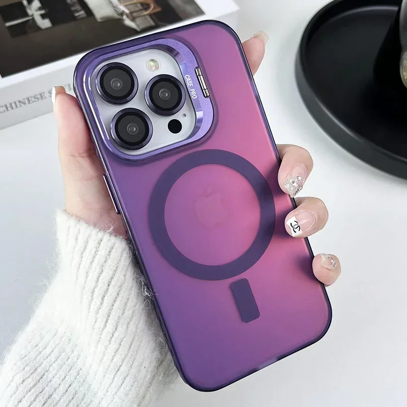 (iphone 14 Plus, Roxo) Capa Magnética Para Celular Com Acabamento Fosco E Que Muda De Cor, Compatível Com Magsafe.