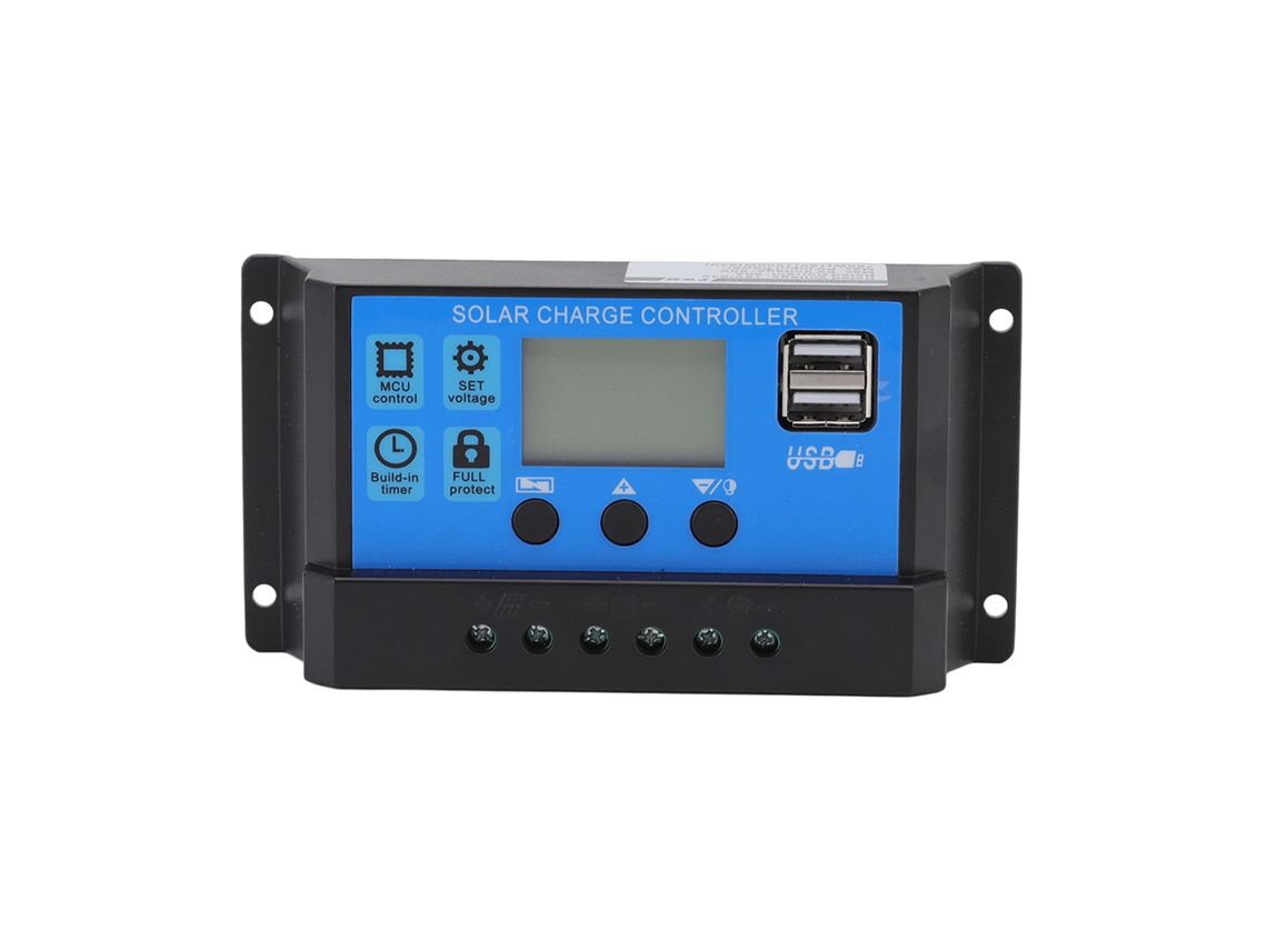 Controlador de carga solar 12V-24V com display LCD e portas USB duas 10A para indústria | S/MARCA