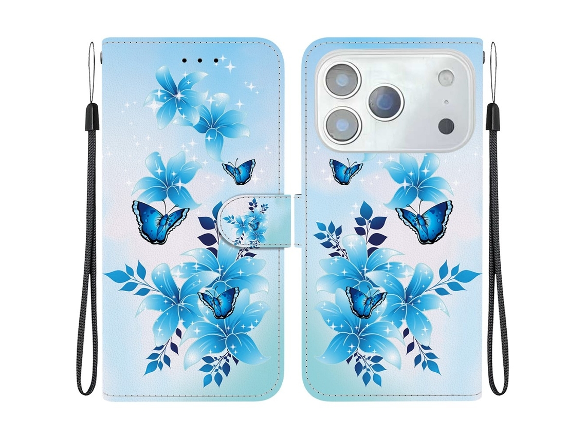 Capa Para Iphone 17 Pro Com Estampa De Flores Azuis