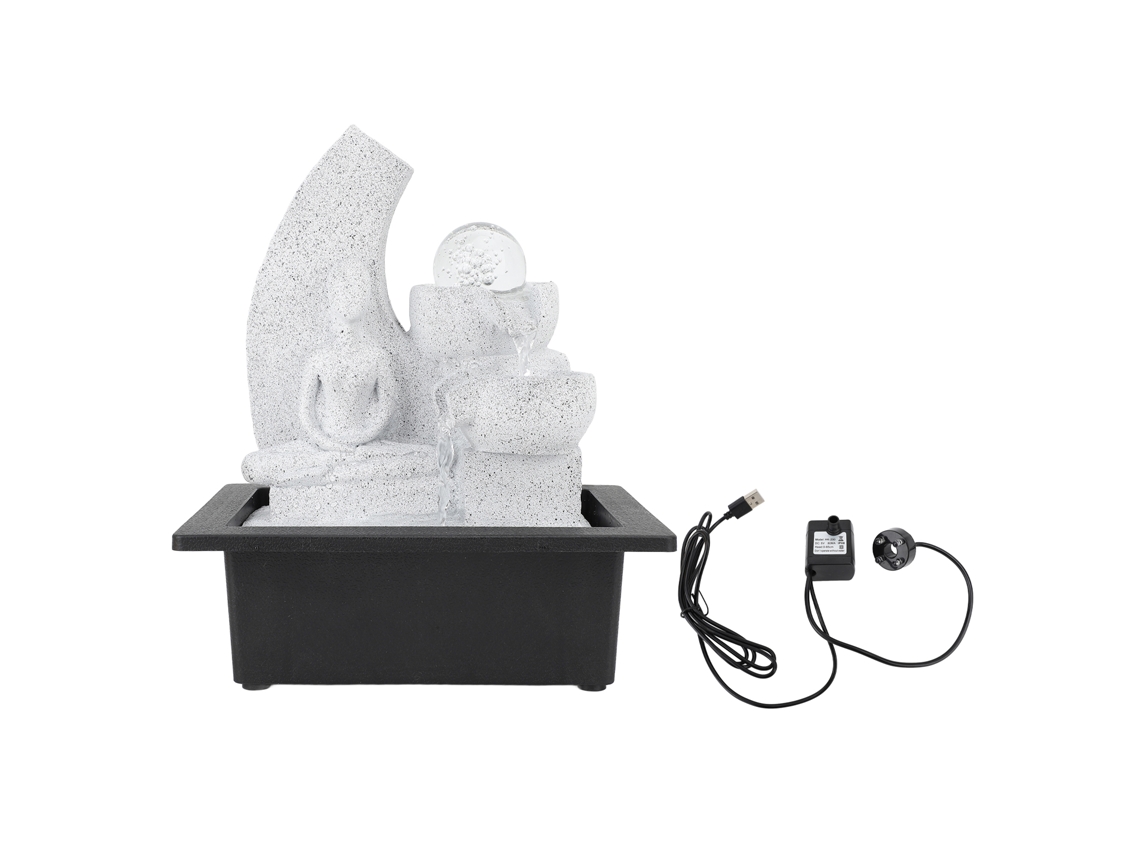 Fontana De Mesa Usb Zen Com Luzes Led E Bola De Cristal