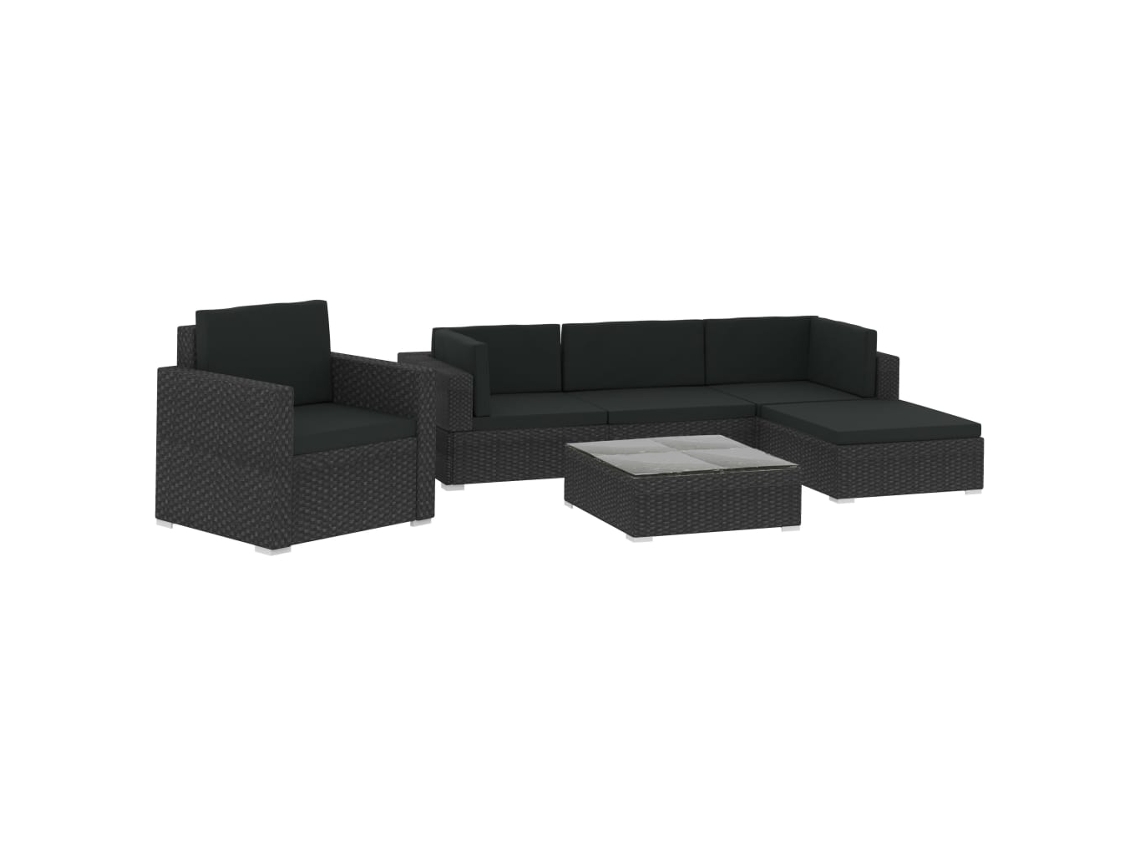 Garden Lounge Set, Garden Lounge Sets Vidaxl Preto Rattan / Vime (n/a)