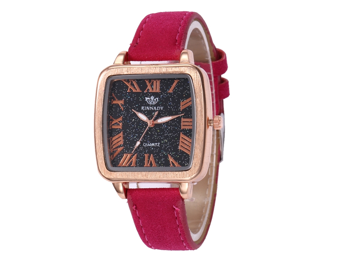 Relógio de quartzo unissex casual e moderno com mostrador quadrado, ideal para presente (ouro rosa)