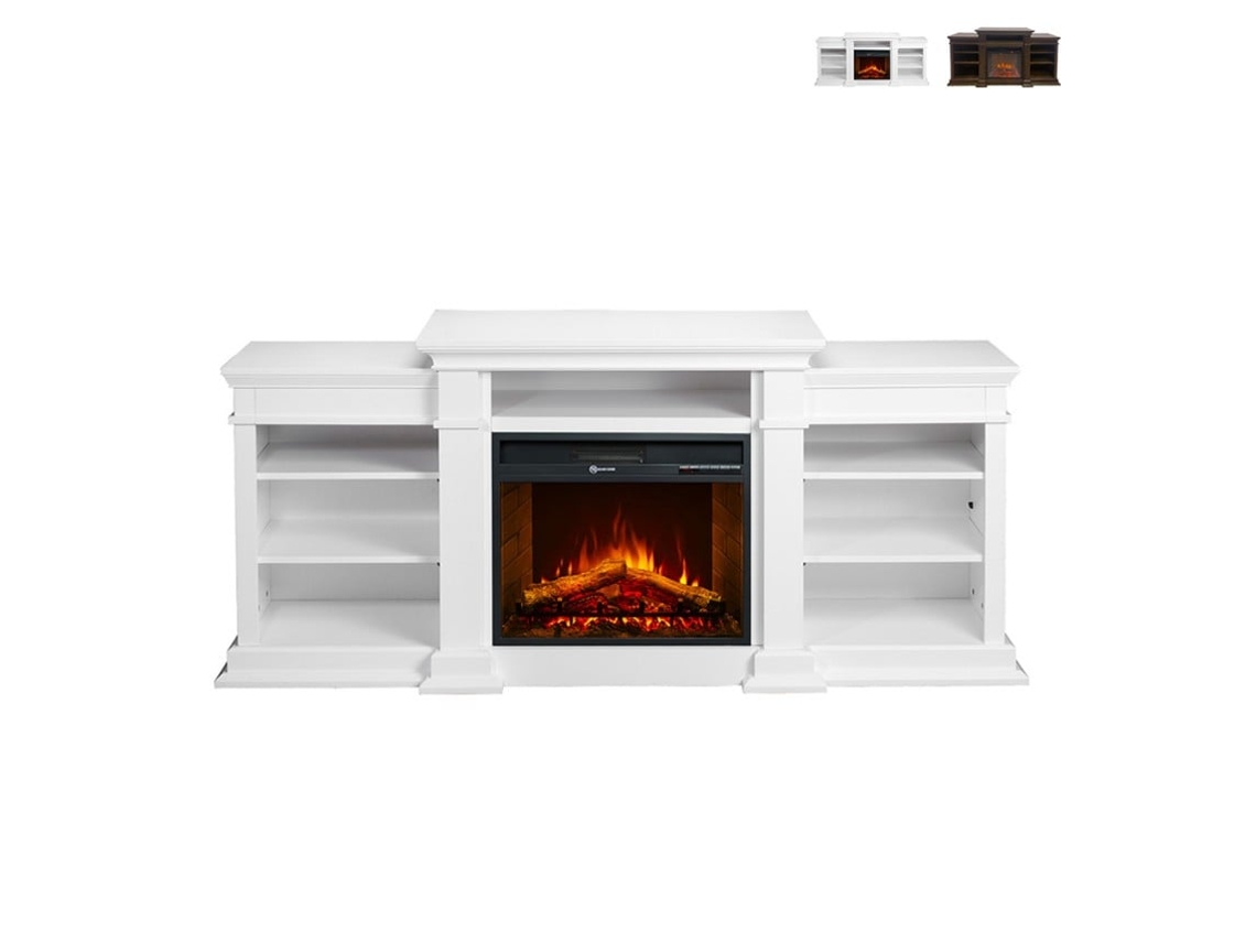 Lareira Elétrica de Chão em Madeira White W179 X D48 X H85 Biden DIVINA FIRE