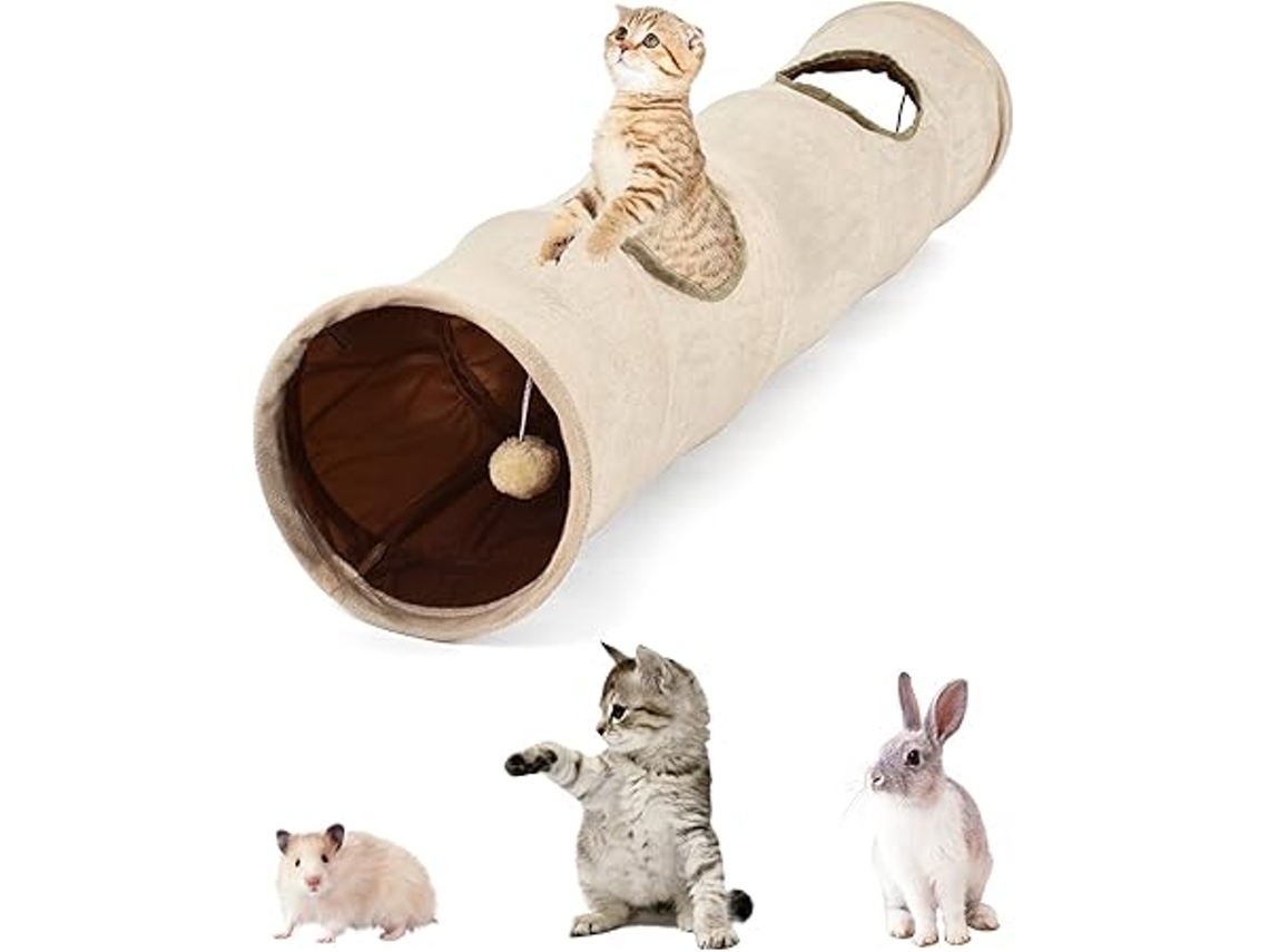 Túnel para Gatos com Duas Entradas, em Camurça Macia e Dobrável, Animais de Estimação Adequados, Gatinhos Coelhos, Ergonômico, Uso Diário STELASPLEN