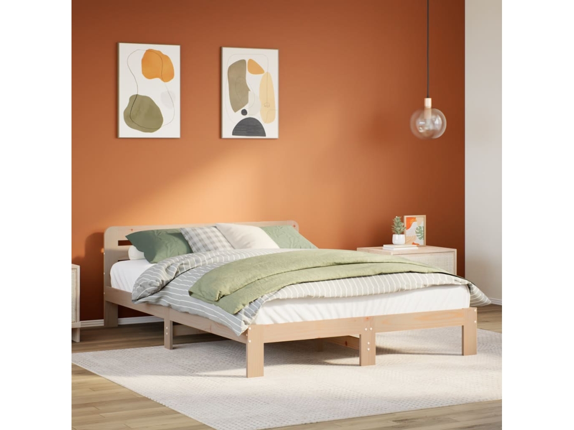 Cama Sem Colchão 160x200 Cm Madeira De Pinho Maciça