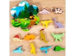 Primerox brinquedos de Dinossauro de Madeira para Empilhar Blocos de Equilíbrio Infantil para Meninos e Meninas