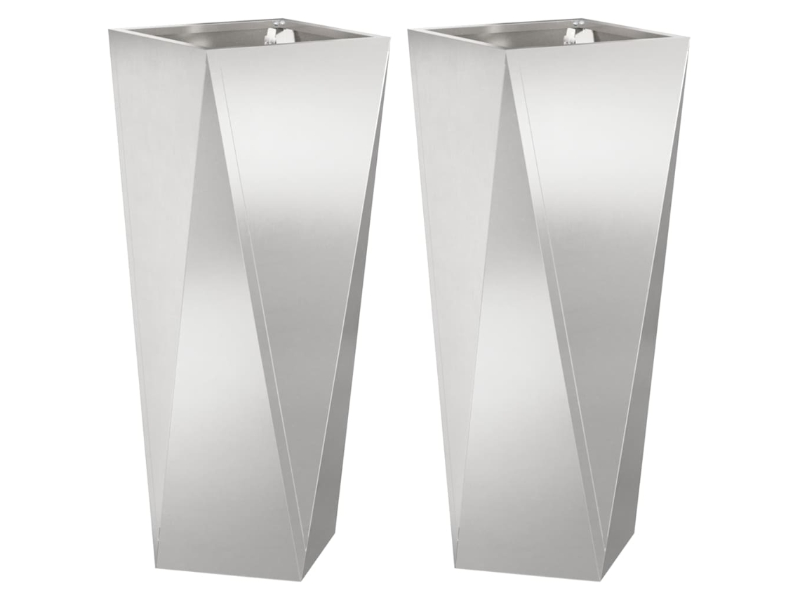 Floreira 2 Pcs Prateado 30 X 30 X 75 Cm Aço Inoxidável Vidaxl