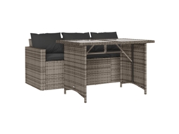 Conjunto de 2 Jantares para Jardim com Almofadões Vime Pe Cinza MAISON EXCLUSIVE