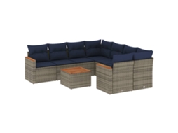 Conjunto de Sofá de Jardim, 9 Peças, Almofadas, Rattan Cinza MAISON EXCLUSIVE