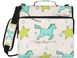Manta infantil estampada, Cavalo Verde, 3,8 cm de comprimento, 3 argolas com altura ajustável, organizador escolar com