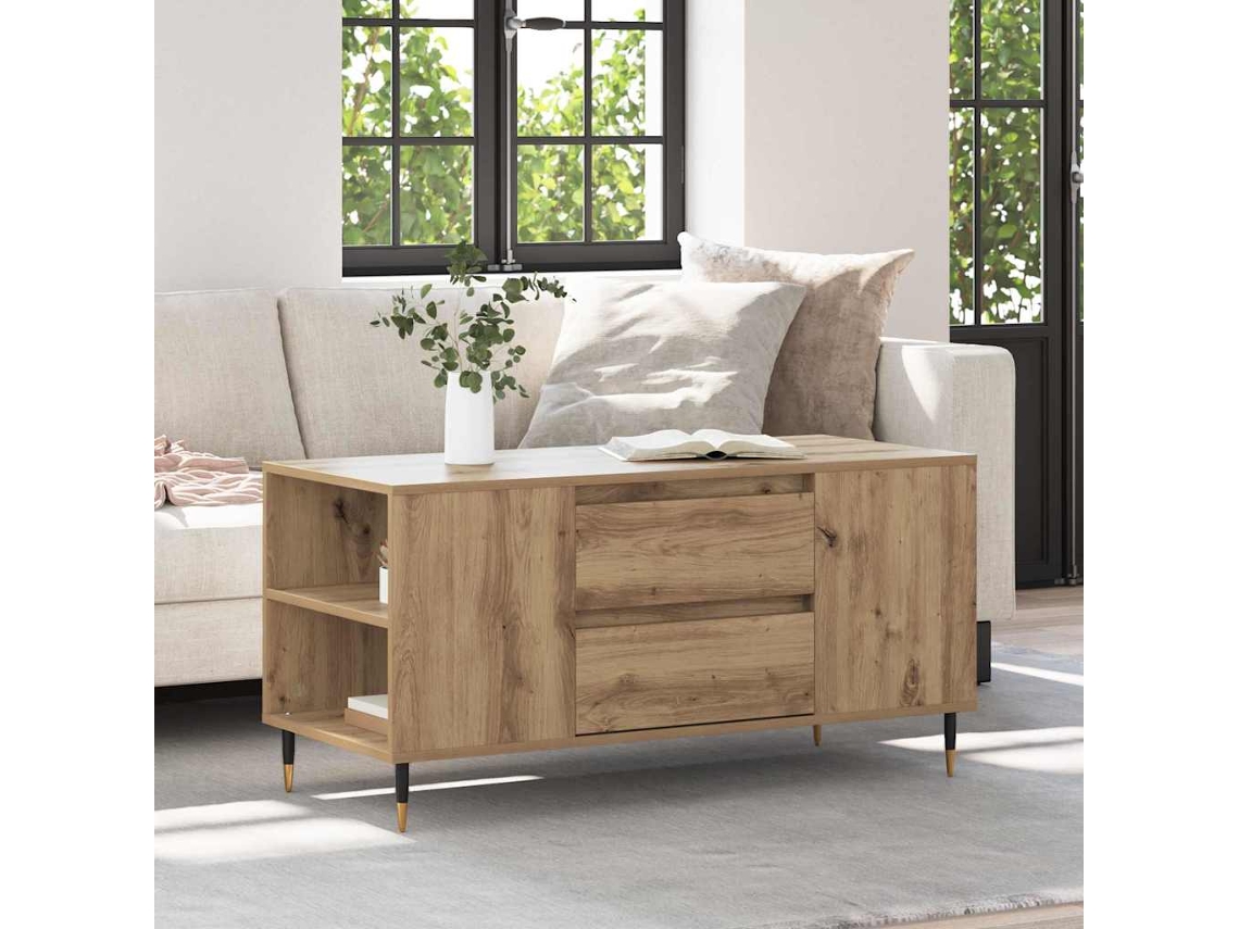 Vidaxl Mesa De Centro Carvalho Artesanal 102 X 44,5 X 50 Cm