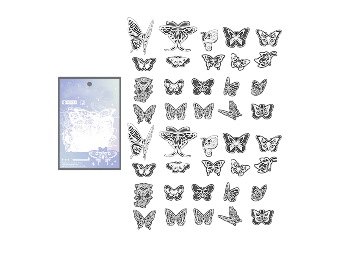 40 Adesivos Laser Pet Efeito Tridimensional Luz Sombra para Manual Cartões Envelopes Álbums com S/MARCA